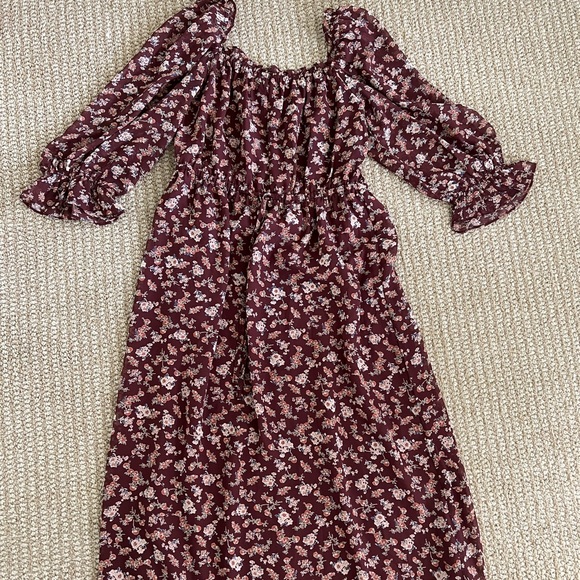 VICI - FLORAL MAROON DRESS - MEDIUM